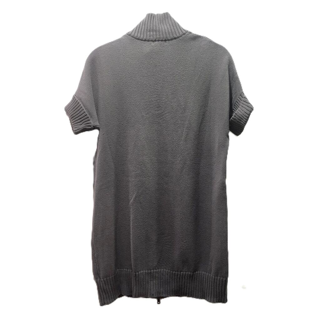 Xhilaration Greyish Tan Short Sleeve Zip Long Knit Sweater M - Picture 2 of 9